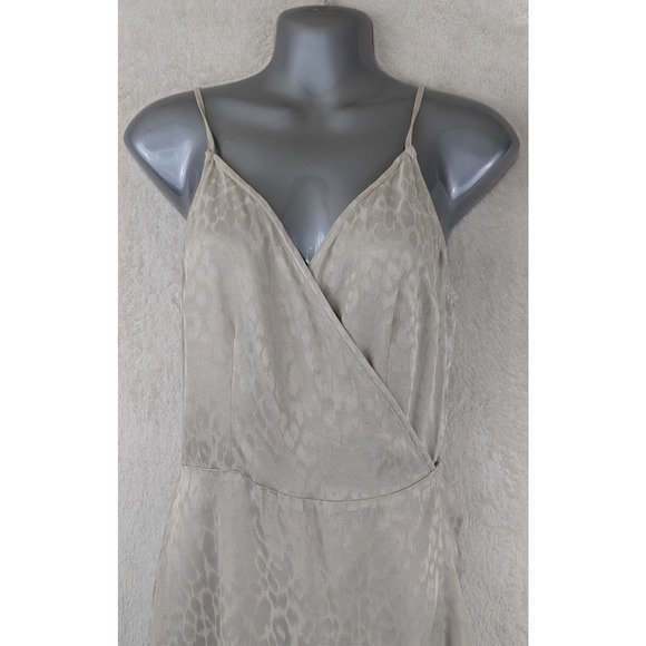 Abercrombie sz M Satin Wrap Dress animal print gray sleeveless tank 0625 - Picture 2 of 7